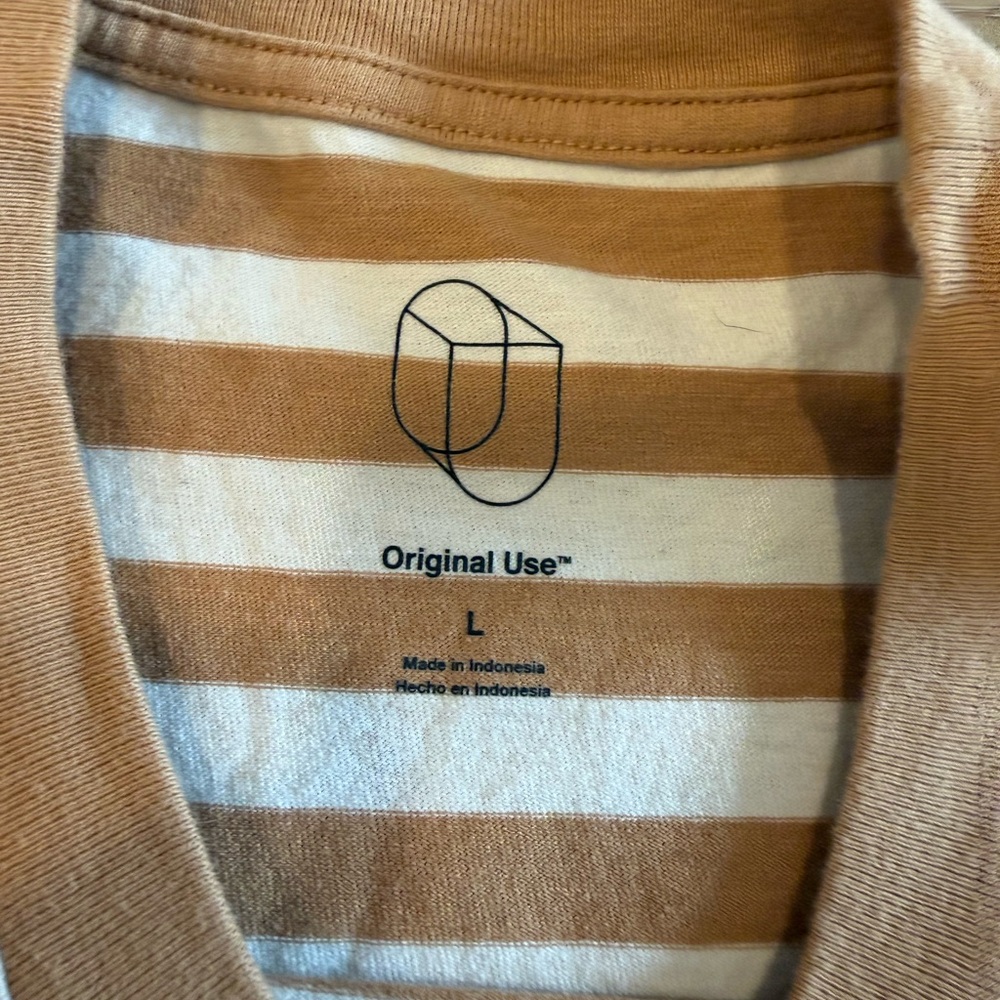 Original Use Brown and White Striped Tee - Picture 2 of 2